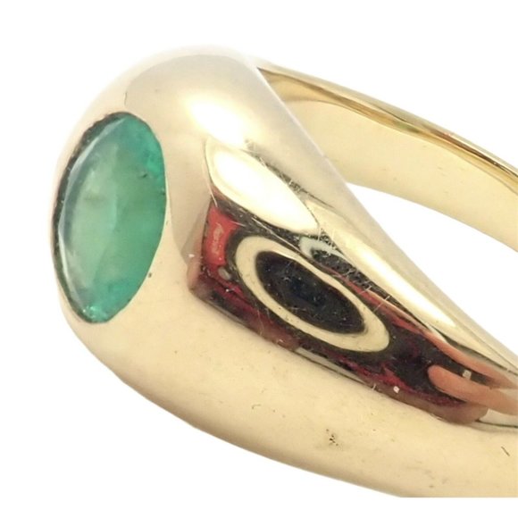 Authentic! Vintage Cartier 18k Yellow Gold Emerald Band Ring - Picture 2 of 8